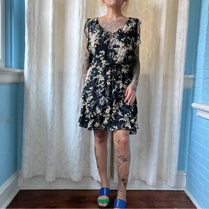 PAIGE silk dress tie waist floral beauty size large